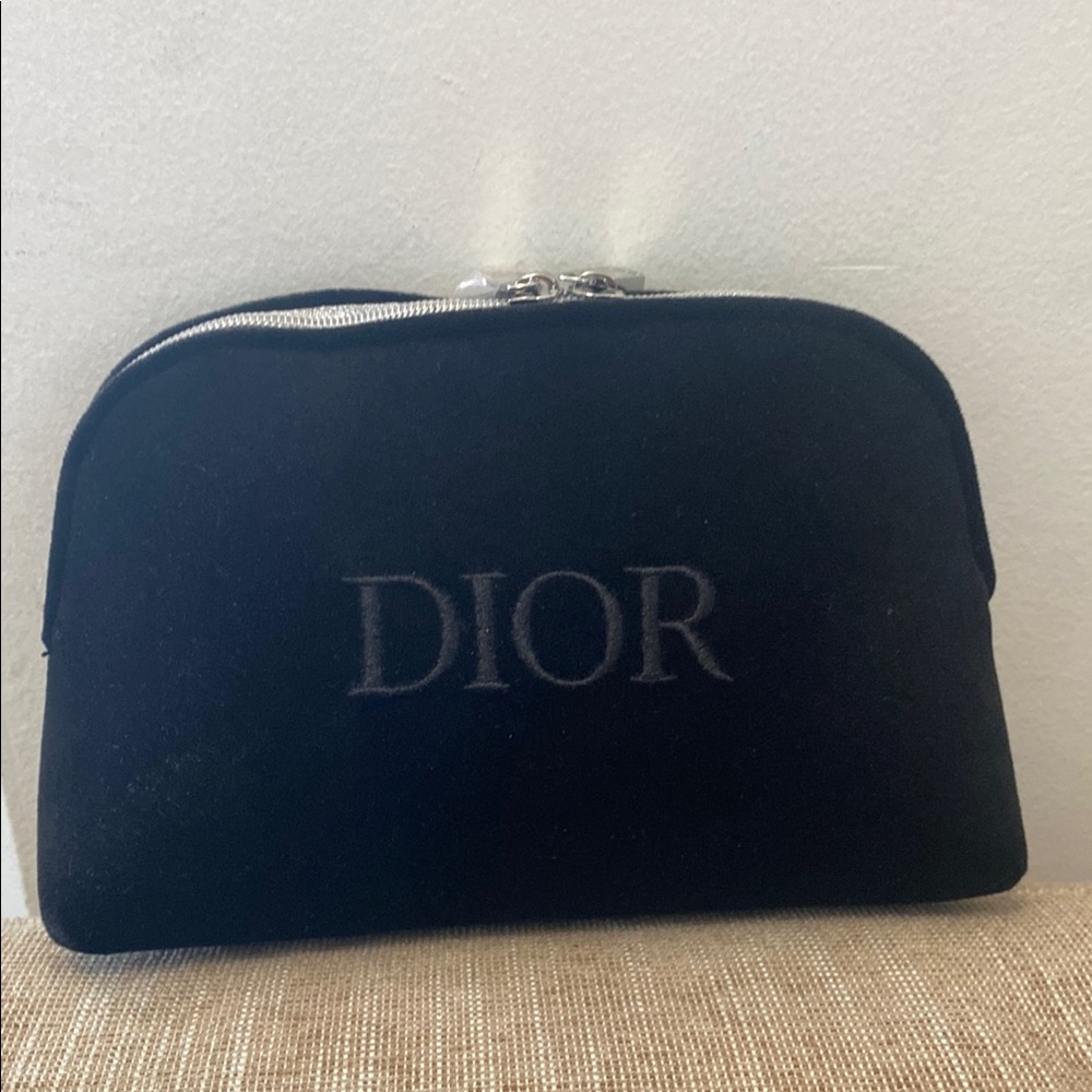 Pre owned Dior Beauty Black Velvet and Siver Puller Dior Pouch